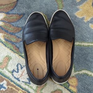 Birdies The Swift Leather Slip On Sneakers Size 9 Black And White